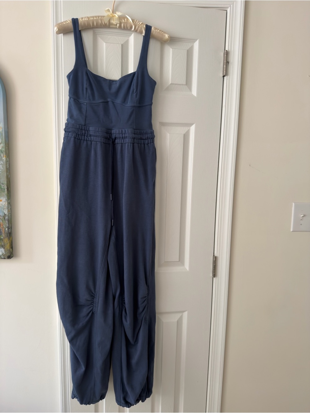 Free People Navy Blue Sleeveless Wide-Leg Jumpsuit